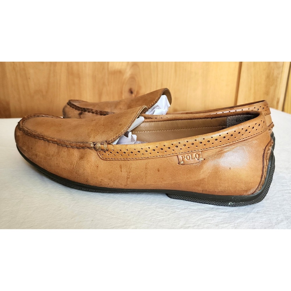 Polo Ralph Lauren US 10 Brown Leather Penny Loafers Quiet Luxury Prep School - Picture 3 of 9